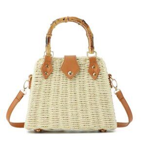 Hand-Woven Straw Beach Tote Bag